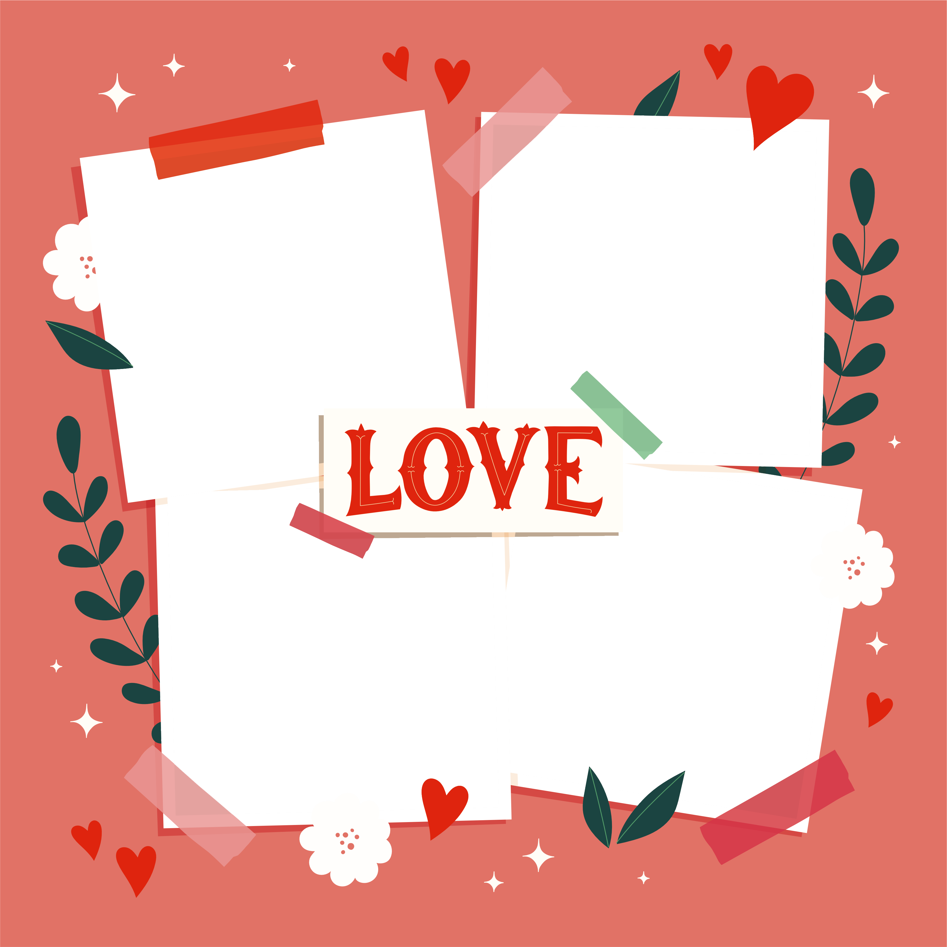 Love Frame 4 Photos Square (Rotated)