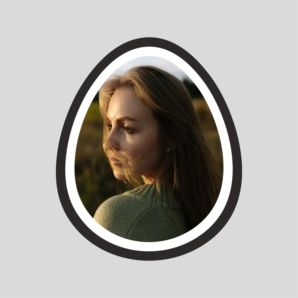 Potrait Egg Shape  Acrylic Photo with  frame